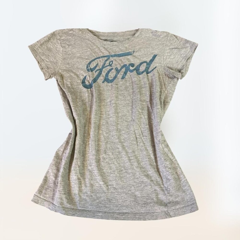 2000s Y2k Vintage Grey + Blue Official Ford Car Tee Shirt Top Women's Size M